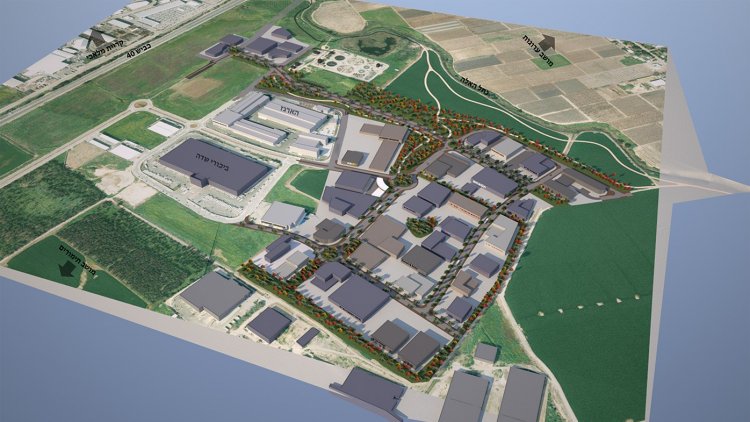 הדמיית התוכנית החדשה של רמ"י לפארק התעשייה תימורים (לייטרסדורף בן-דיין)