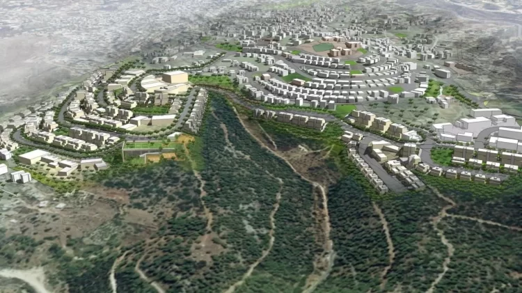 הדמיית העיר אום אל פאחם לאחר יישום הסכם הגג (רשות מקרקעי ישראל)