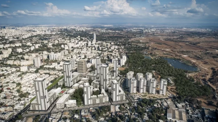 הדמיית שכונת פארק תל אביב, "הארגזים", לאחר מימוש התוכנית (3Division)