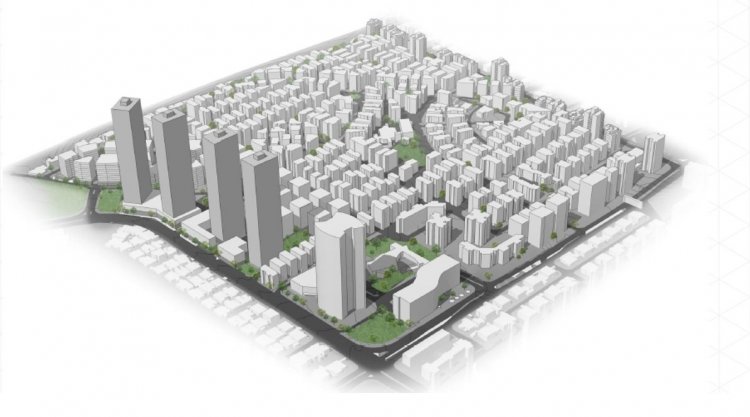 הדמיה של התוכנית לשכונת גבעת רמב"ם בגבעתיים (קורין יחיאל אדריכלים)