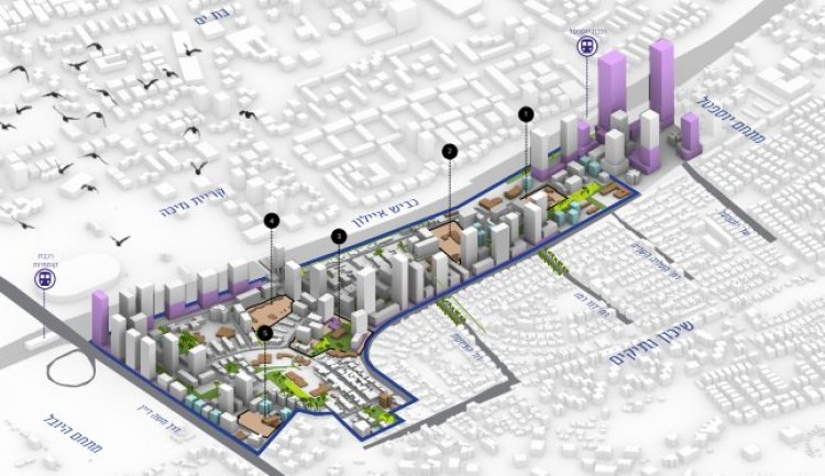 מודל תלת מימדי של תוכנית ההתחדשות לשכונת ג'סי כהן (גוטמן אסיף אדריכלים) 