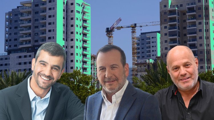 מימין: יו"ר יסודות איתנים עופר זרף, מנכ"ל קרסו נדל"ן דן פרנס ומנכ"ל קב' אלמוג יקי אמסלם (אולפני חובב, איציק שוקל, לני בן בשט)