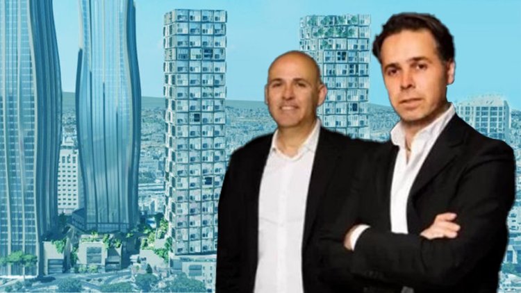 ברק רוזן ואסי טוכמאייר על רקע הדמיית פרויקט מדיטאון (אריק סולטן, DBLD אדריכלים) ברק רוזן ואסי טוכמאייר על רקע הדמיית פרויקט מדיטאון (אריק סולטן, DBLD אדריכלים)