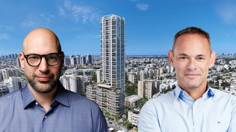 עמי פליישר, סמנכ"ל יזמות מגורים ומשנה למנכ"ל תדהר ייזום, ורז מנשה, מנכ״ל משותף ובעלים בקבוצת מבנים, על רקע הדמיה של הפרויקט ברחוב מפרץ שלמה בחולון ( עופר חג'יוב, מיכה בריקמן, קסם הדמיות) עמי פליישר, סמנכ"ל יזמות מגורים ומשנה למנכ"ל תדהר ייזום, ורז מנשה, מנכ״ל משותף ובעלים בקבוצת מבנים, על רקע הדמיה של הפרויקט ברחוב מפרץ שלמה בחולון ( עופר חג'יוב, מיכה בריקמן, קסם הדמיות)