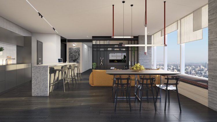 דירה בעיצוב דנה אוברזון, אקסצ'יינג', הדמיה: אנדו