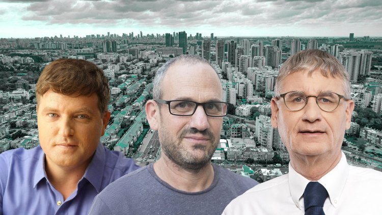 יו"ר הוועדה המחוזית מיכה גדרון, מנהל אגף תכנון ברשות להתחדשות גורי נדלר וראש עיריית פ"ת רמי גרינברג (רוני כנעני, רועי טפר, ראובן קופיצ'ינסקי)