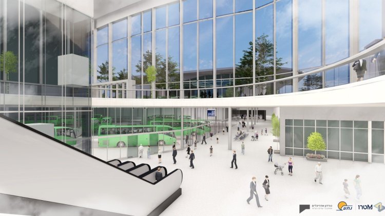 הדמיה של מרכז התחבורה שיוקם (נת"ע וגורדון אדריכלים ומתכנני ערים)