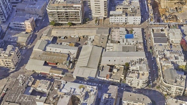 צילום המתחם מהאוויר. התוכנית צפויה לשנות את אופי האזור (צילום: מידול תלת מימד Simplex 3D)