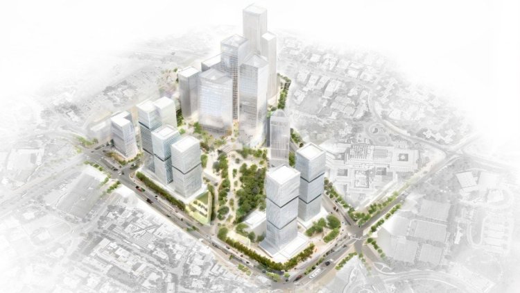 הדמיית תוכנית קריית הממשלה (סקורקא אדריכלים)