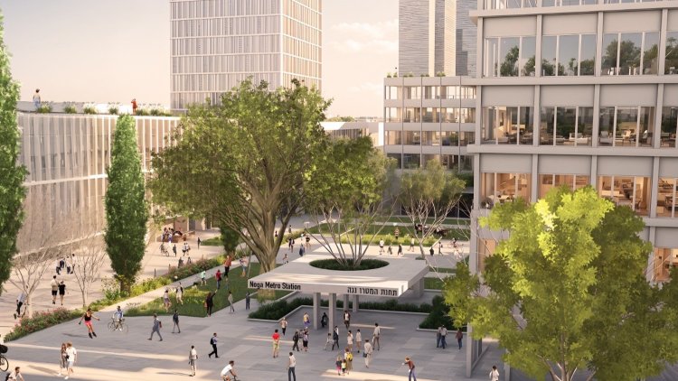 הדמיית מתחם תחנת המטרו נגה (גוטמן אסיף אדריכלים)