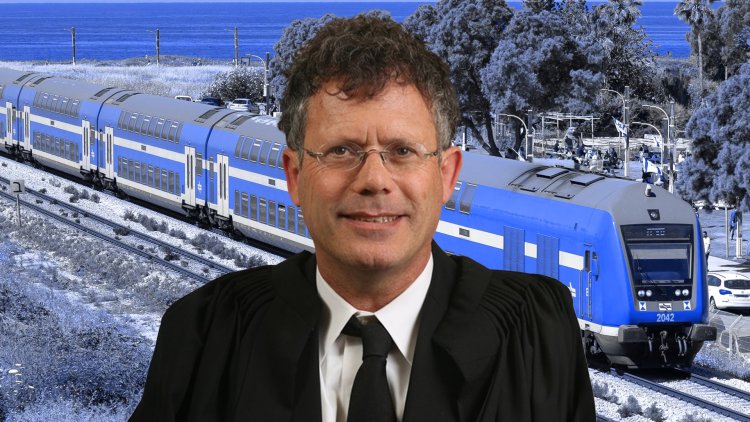 נשיא בית המשפט העליון, יצחק עמית על רקע מסילת רכבת ישראל (אתר בתי המשפט, שאטרסטוק)