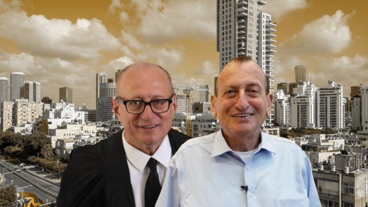 ראש עיריית ת"א רון חולדאי ושופט העליון אלכס שטיין על רקע רובע 4 (עיריית ת"א, אתר הרשות השופטת, שאטרסטוק)