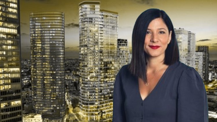 עינב כהן, סמנכ"לית השיווק והמכירות באפי קפיטל, על רקע הדמיית המתחם (טל גבעוני, Viewpoint)