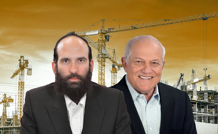 שר הבינוי והשיכון חיים כץ ומנכ"ל משרד הבינוי והשיכון יהודה מורגנשטרן (ציון אוחנה, לע"מ)