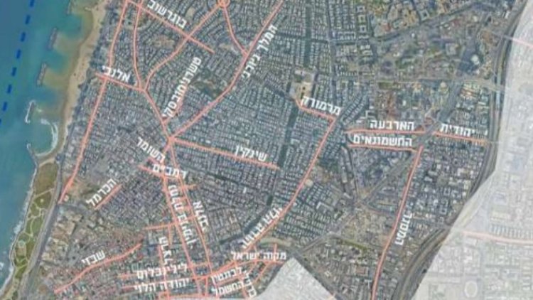 מפת רחובות מרכז העיר הכלולים במדיניות החדשה (מתוך מסמך המדיניות)