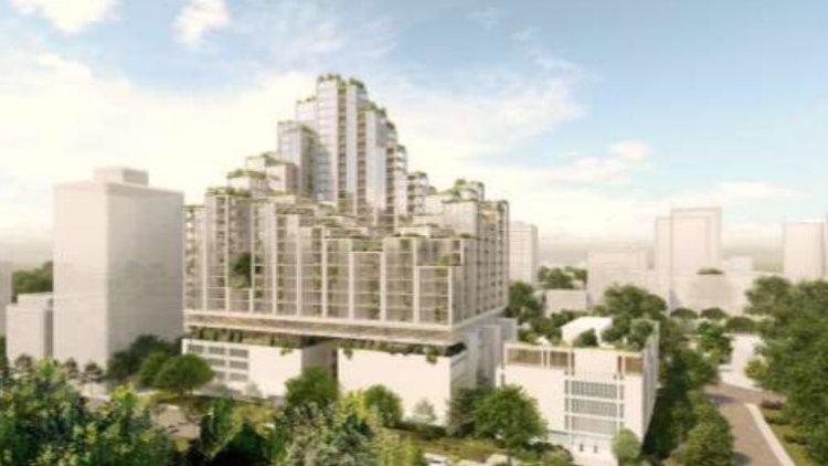 הדמיה של התוכנית במתחם מרס, מבט צר מרחוב הרצל (בר אוריין אדריכלים)