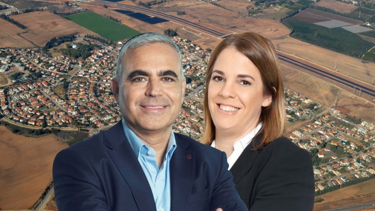 יו"ר ועדת הערר המחוזית מאיה אשכנזי ומנכ"ל ויו"ר אפי קפיטל אפי שקדי על רקע היישוב אליכין (עומר קורן, טל גבעוני, עמוס מרון, ויקימדיה)