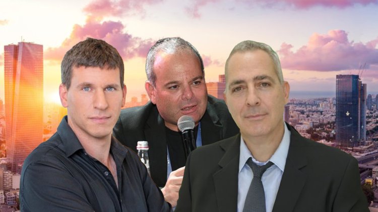 מימין: עו"ד צבי שוב, מהנדס העיר ת"א אודי כרמלי, יו"ר ארגון קבלני ת"א עמית גוטליב (ליאת מנדל, רועי טפר, ענבל מרמי)