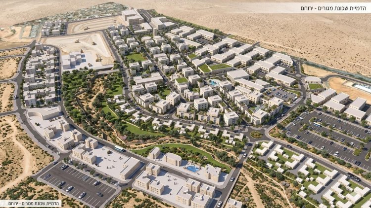 הדמיה של שכונת הנרקיסים בדימונה (משרד גורדון אדריכלים ומתכנני ערים)