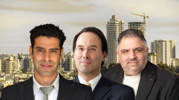 מימין: יו"ר קק"ל אייל אוסטרינסקי, בעלי אקסטל גארי ברנט ויו"ר פורום חוכרי הקרקעות עו"ד דורון שמואלי (ראובן קופיצ'ינסקי, אקסטל, מוטי דנוס, ויקימדיה)