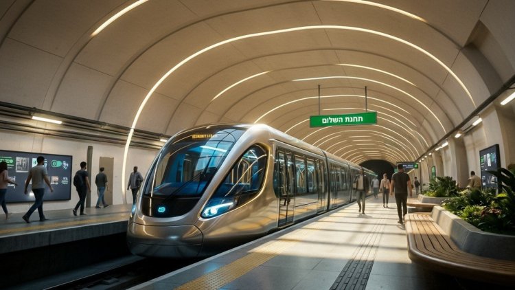 הדמיה של רכבת בתחנת השלום (נת"ע) 