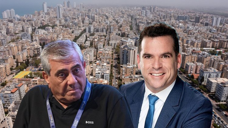 ראש עיריית נתניה אבי סלמה והיזם יגאל דמרי על רקע נתניה (רמי זרנגר, רועי טפר, שאטרסטוק)