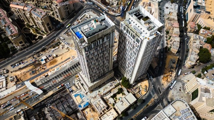 הדמיה של הקריה המחוזית בירושלים (אדריכל: קולקר אפשטיין אדריכלים, יזם: אפי נכסים)