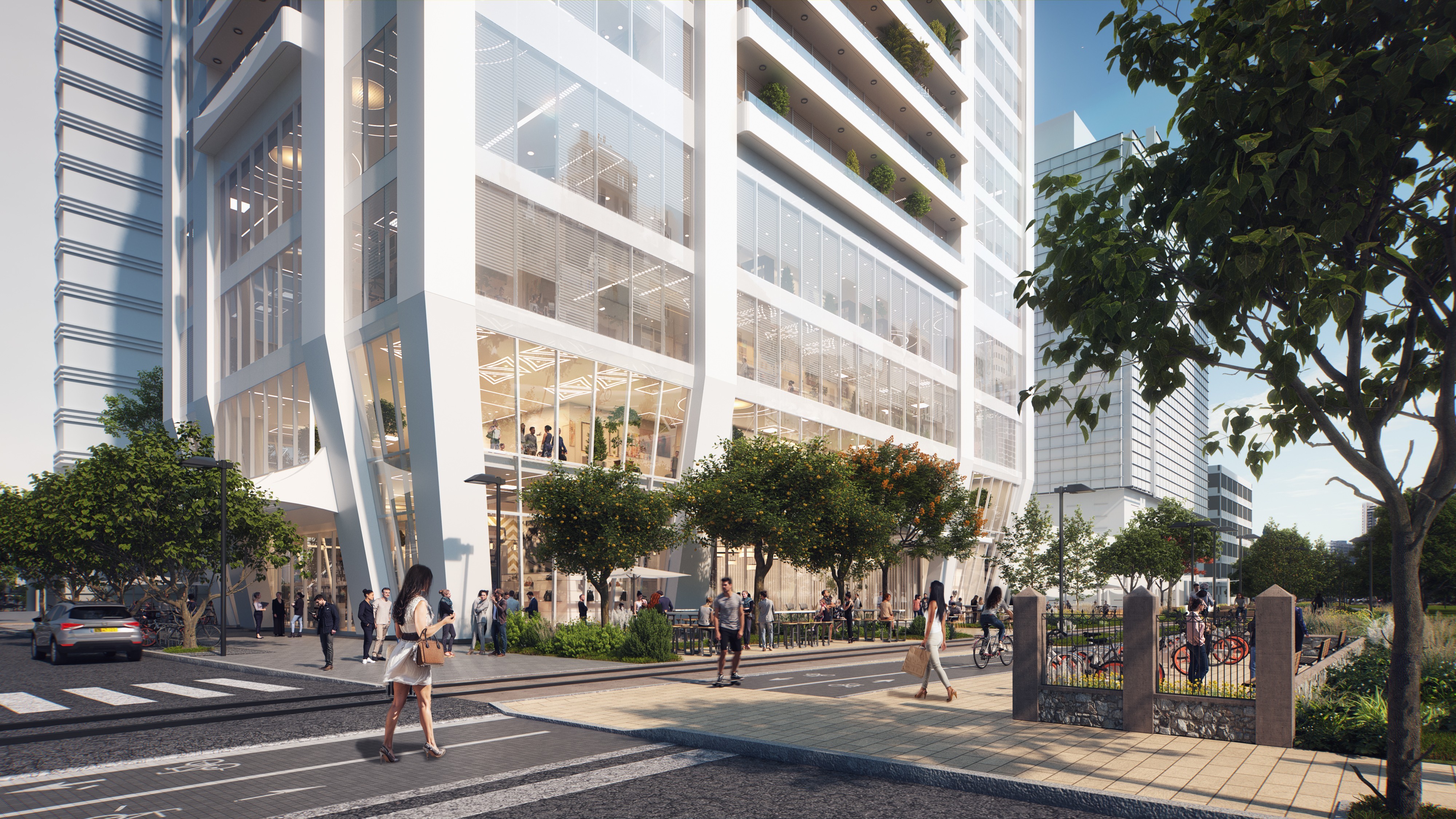 הדמיה של המגדל ביהודה הלוי (אדריכל: רפאל דה לה פונטיין, D-BLK)