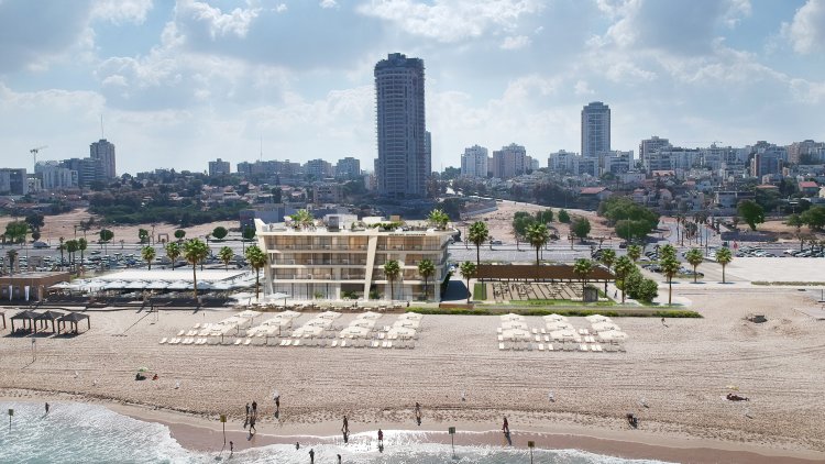 הדמיה של אחד המלונות המתוכננים בחוף לידו (באדיבות קבוצת אופק, אדריכל: מוטי מומא) 