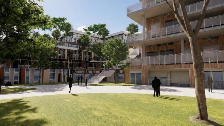 הדמיה של התוכנית במתחם המעיין (ליואי דבוריינסקי אדריכלים)