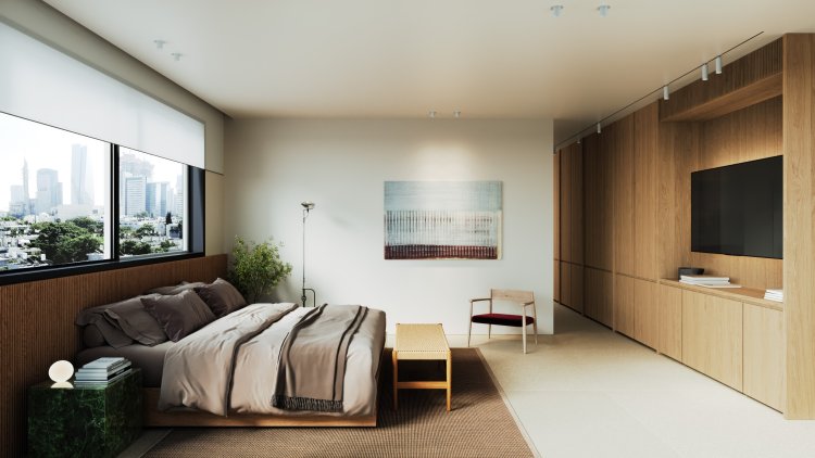 הדמיה של אחת חדר השינה בפנטהאוז (modstudio)
