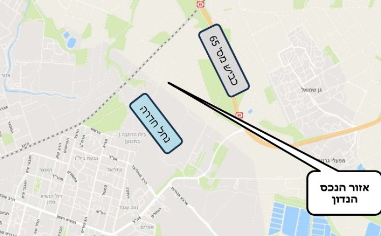 תרשים האזור בו ממוקמת הקרקע (מתוך חוו"ד השמאית של פרידמן, קפלנר, שימקביץ ושות')